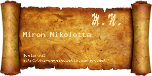 Miron Nikoletta névjegykártya